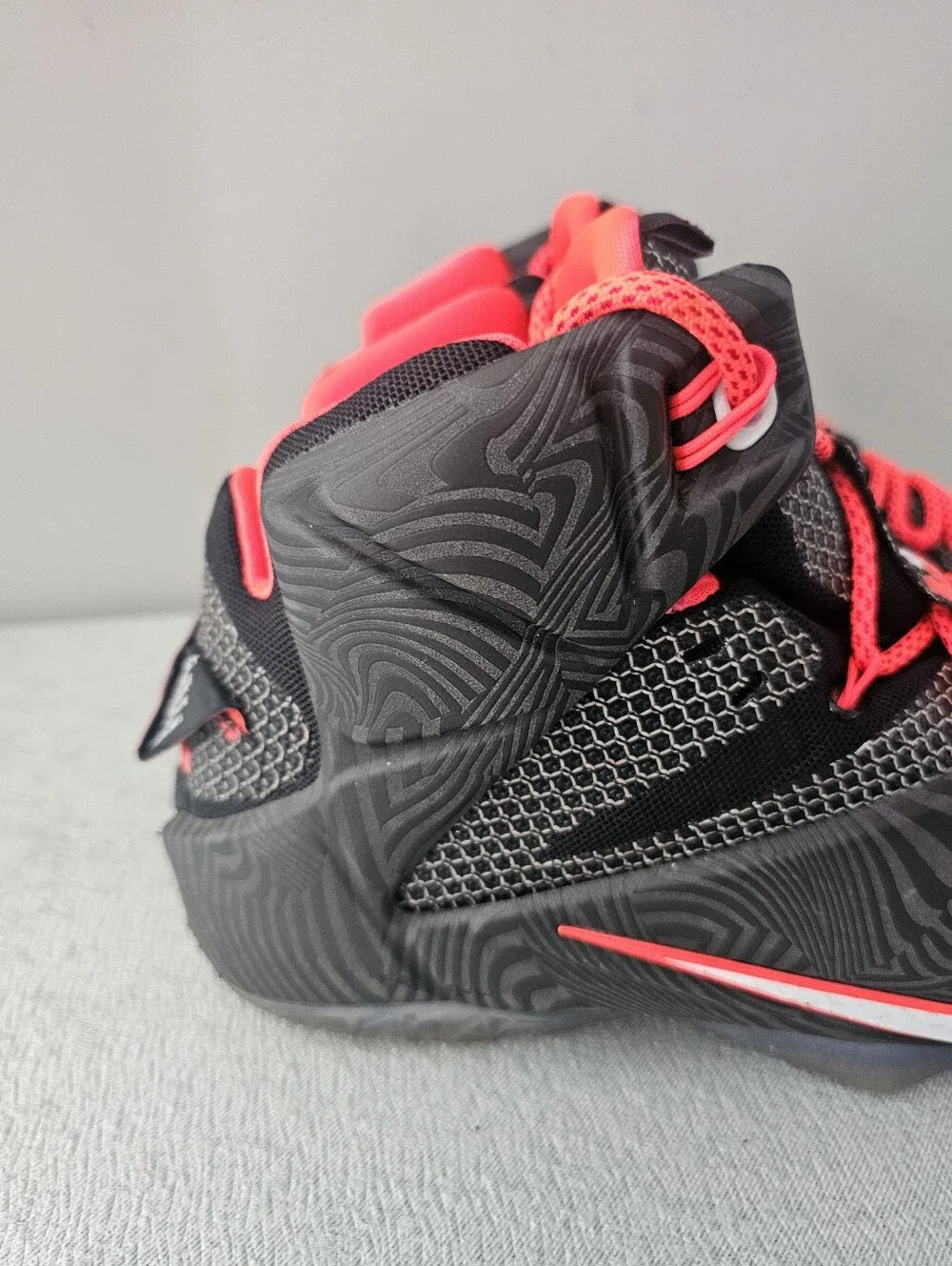 NIKE Lebron 12 Court Vision Black & Red Athletic, Basketball Shoes, Sneakers